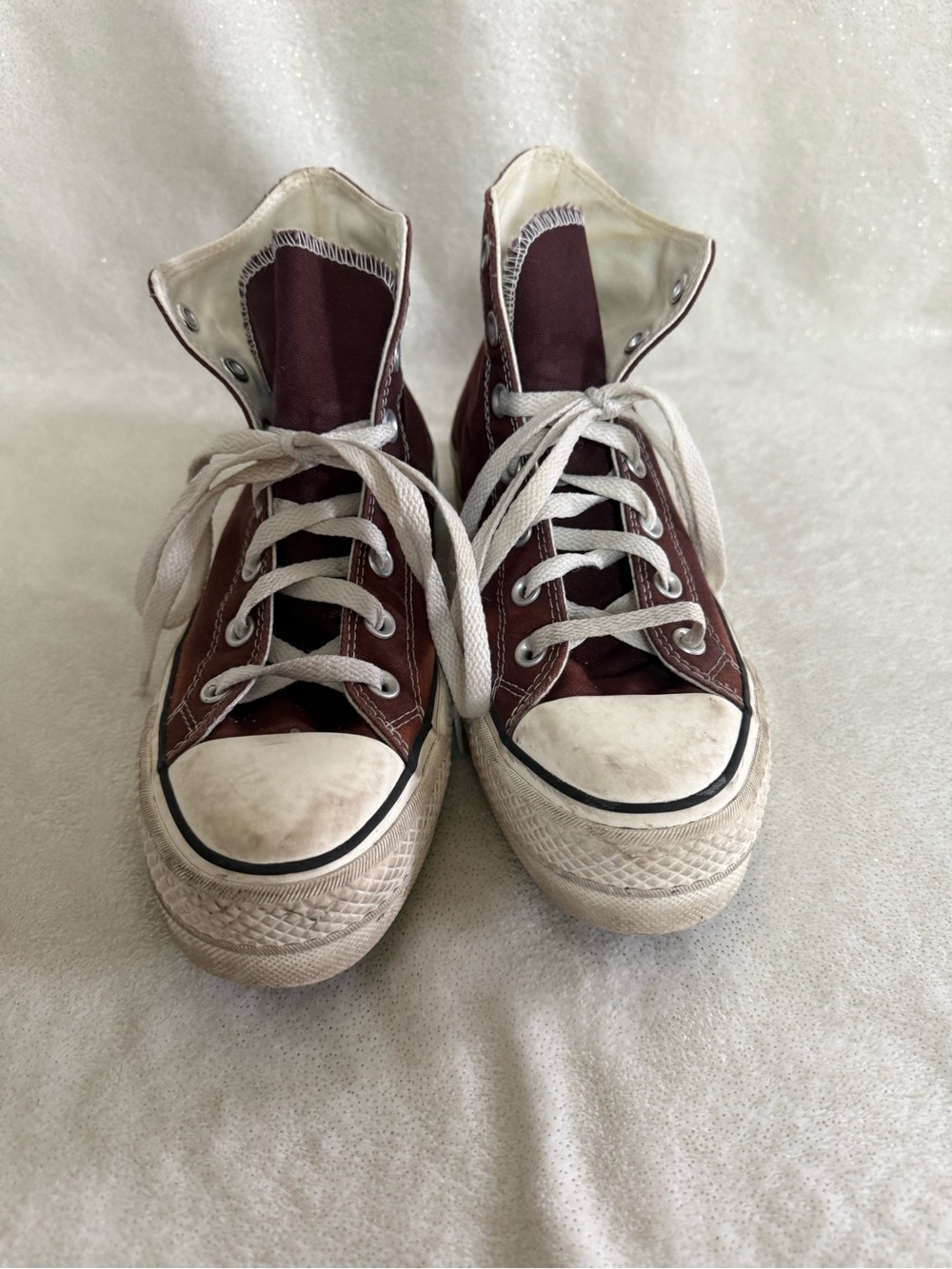 Converse High Top Sneakers Burgundy/Brown with White